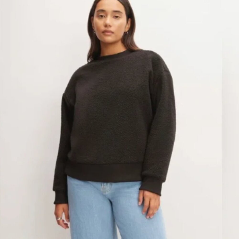 Everlane The ReNew Fleece Oversized Crew Soft Warm Cozy Athleisure Travel Sz S